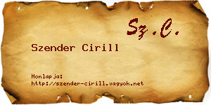 Szender Cirill névjegykártya